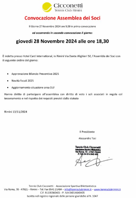 Assemblea dei Soci Novembre 2024